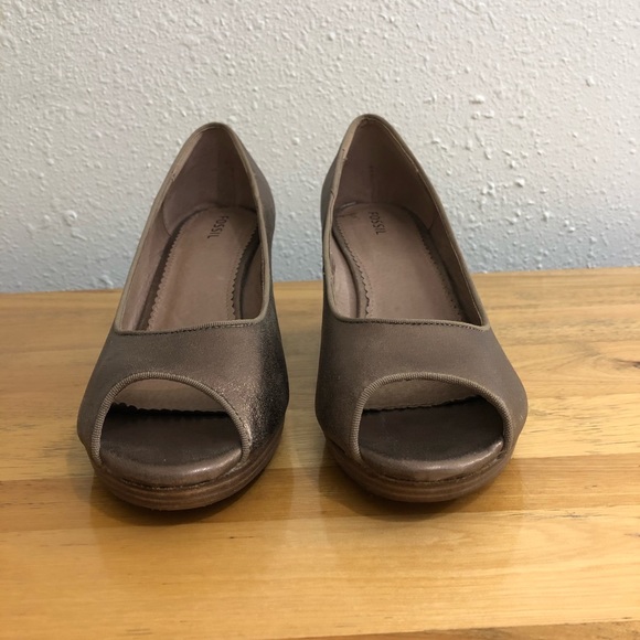 Fossil Open Toe Wedge Heel Bronze Size 11 (runs small fits Women’s size 10) - Picture 4 of 13